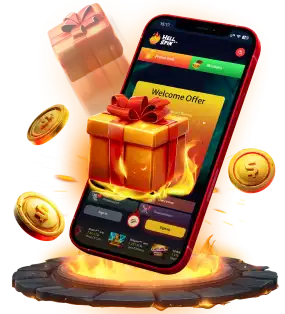 Hellspin Casino App Promotion Screen showcasing bonus offers and game thumbnails